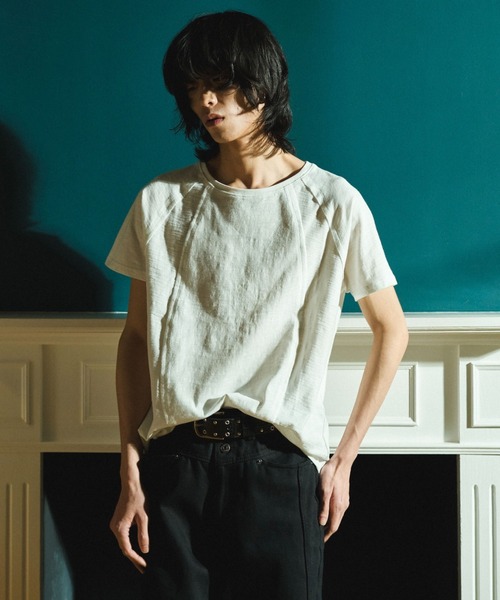 AMOMENTO アモーメント ラグランオーバーサイズジップシャツ M 新品 Camphor wood tシャツ RAGLAN SEAM SLUB JUST TEE / ラグランシーム