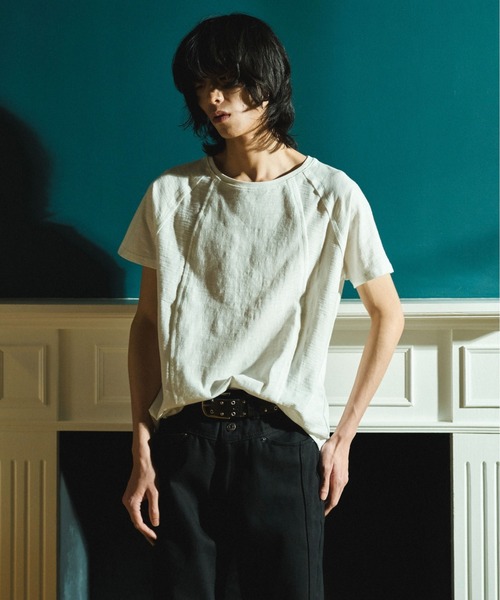 AMOMENTO アモーメント ラグランオーバーサイズジップシャツ M 新品 Camphor wood tシャツ RAGLAN SEAM SLUB JUST TEE / ラグランシーム