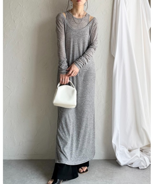 She's Closet ワンピース オープンショルダー 肩あき 長袖 タンク