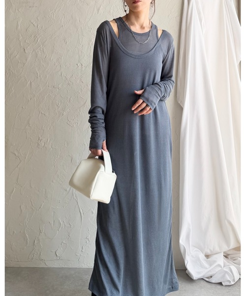 She's Closet ワンピース オープンショルダー 肩あき 長袖 タンク