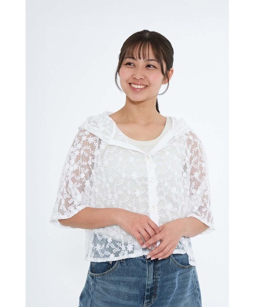 【７月６日まで掲載】jnhearts ブラウス　花柄　レース　白　フリーサイズ 7月6日まで掲載】jnhearts ブラウス 花柄 レース 白 フリーサイズ 7