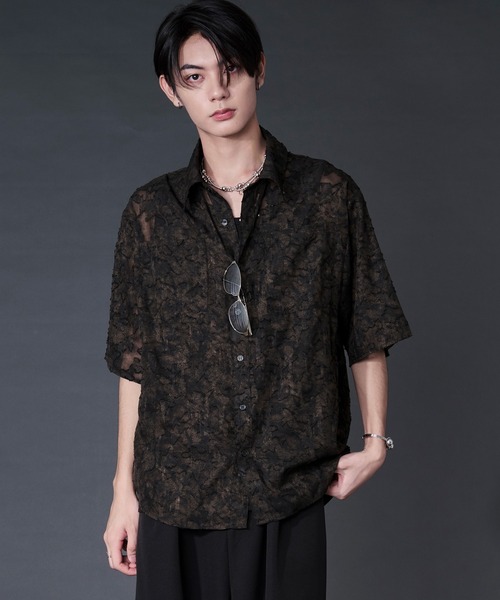 Ellno Loset（エルノロゼット） シャツ 半袖 オパールシアージャガード