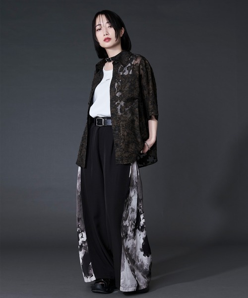 Ellno Loset（エルノロゼット） シャツ 半袖 オパールシアージャガード 