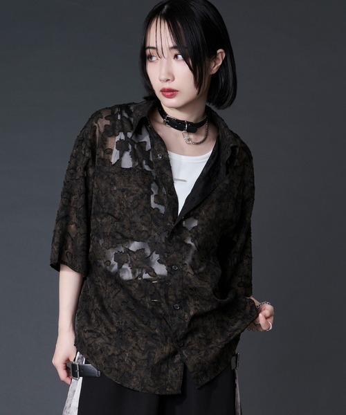 Ellno Loset（エルノロゼット） シャツ 半袖 オパールシアージャガード