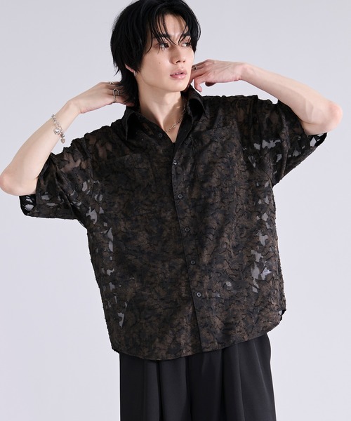Ellno Loset（エルノロゼット） シャツ 半袖 オパールシアージャガード