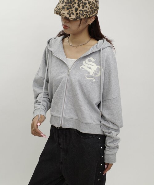 「WHO'S WHO gallery」 「sloppy」ジップアップパーカー FREE ライトグレー レディース_画像3