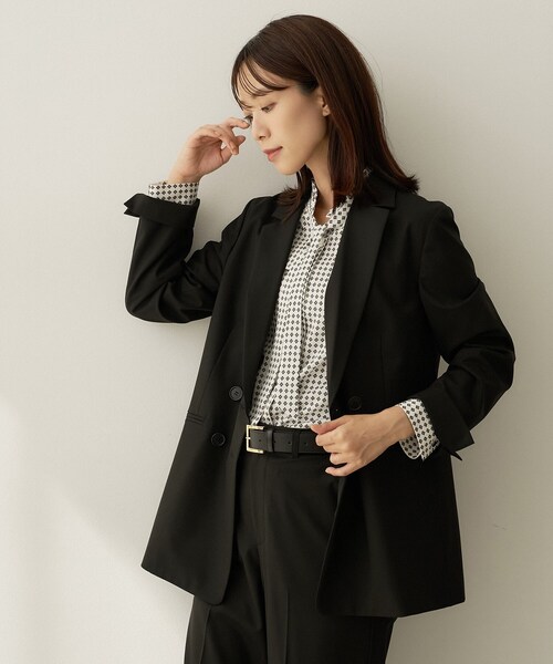 【美品】UNTITLED 日本製 ウールスーツ セットアップ S/XS 黒 UNTITLED（アンタイトル） ジャケット テーラードジャケット