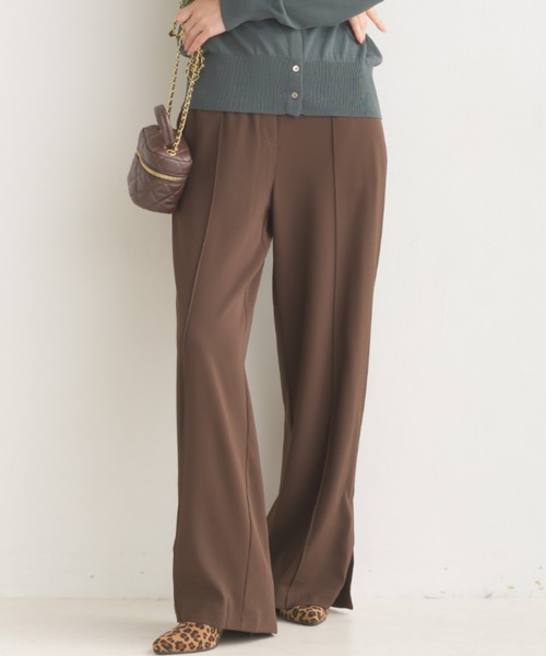 OMNES（オムネス） パンツ T/PU スリット入 センタープレスワイド