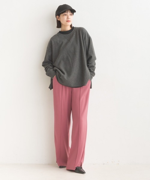 OMNES（オムネス） パンツ T/PU スリット入 センタープレスワイド