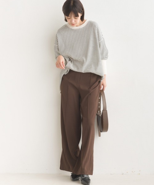 OMNES（オムネス） パンツ T/PU スリット入 センタープレスワイド