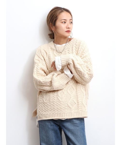 15%OFF ニット - 通販 - PayPayモール パッチワークケーブルニット ZOZOTOWN PayPayモール店 国産爆買い