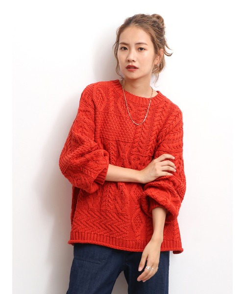 15%OFF ニット - 通販 - PayPayモール パッチワークケーブルニット ZOZOTOWN PayPayモール店 国産爆買い