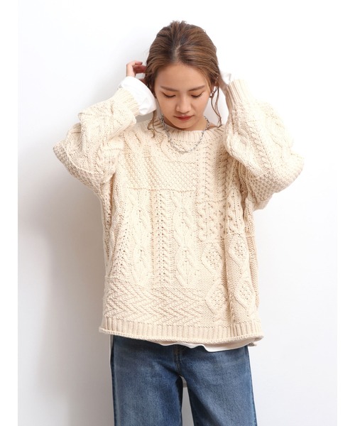15%OFF ニット - 通販 - PayPayモール パッチワークケーブルニット ZOZOTOWN PayPayモール店 国産爆買い