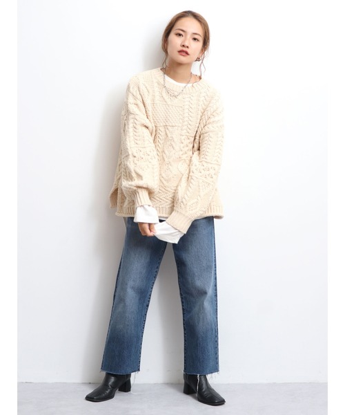 15%OFF ニット - 通販 - PayPayモール パッチワークケーブルニット ZOZOTOWN PayPayモール店 国産爆買い