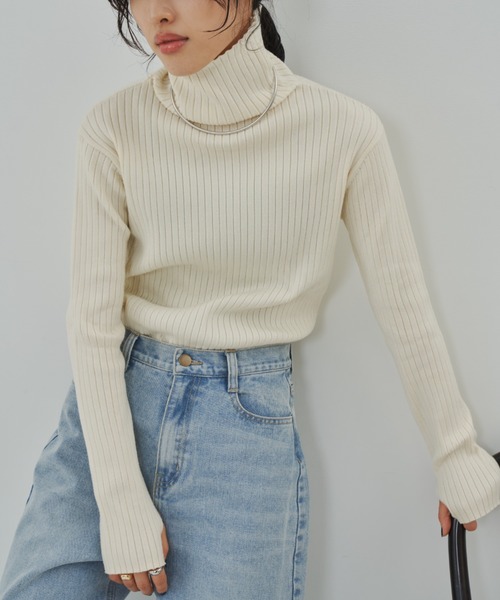 6407【美品】ブリーフィング　タートルネックリブニット　セーター　レディース BRIEFING - 6407【美品】ブリーフィング タートルネックリブニット