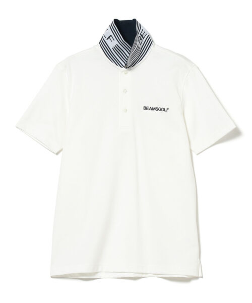 美品 BEAMS GOLF PURPLE LABEL エリ裏 ロゴストレッチポロ ポロシャツ BEAMS GOLF PURPLE LABEL / エリ裏 ロゴ ストレッチ ポロシャツ