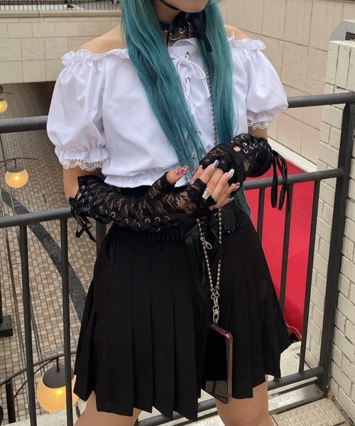 なる様レースアームカバー レースアップデザイン レースアームカバー（手袋）｜SPINNS