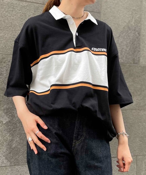 ポロシャツ ポロ STARTER/スターター  配色切替ラガーポロシャツ / ST-ST031 レディース メンズ STARTER ポロシャツ ポロ STARTER/スターター 配色切替ラガー