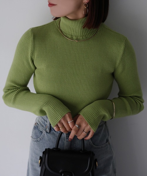 MARNI マルニ　タートルネックニット　リブ素材　ロングスリーブ　グリーン 11490_thumbnail.jpg