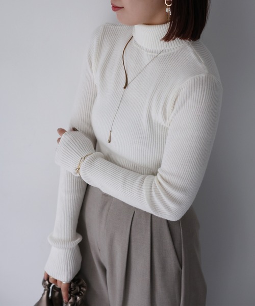 IRENE◆ニット・セーター(厚手)/36/ポリエステル/GRY/無地/25s81007 セール】ハイネックリブニット（ニット/セーター）｜wears