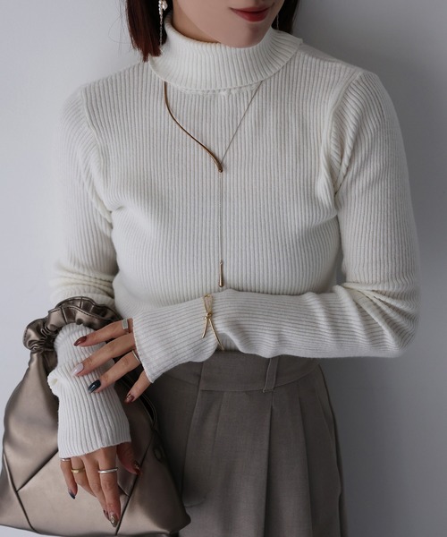 Lisette リゼッタ ウール リブタートルネックニット 38/アイボリー【2400013037433】 Lace Ladies ニット セーター リブ タートルネック レディース