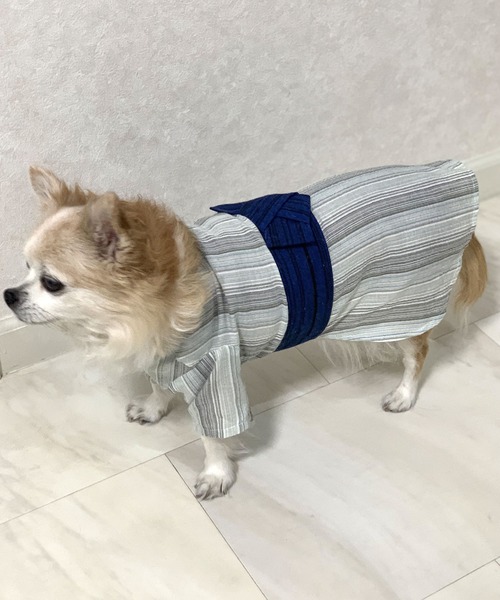 犬服♡犬浴衣②♡バレッタ②むぎ♡ ペット服犬服の浴衣オーダーメイド番傘浴衣2色（レッド・グレー