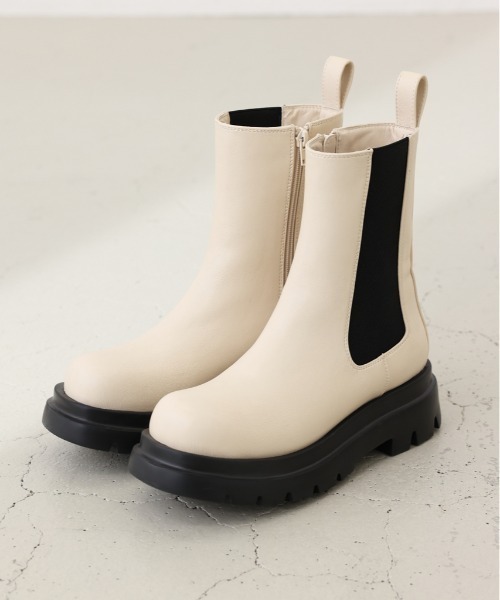 crie conforto ブーツ サイドゴアトラックブーツ 靴 レディース