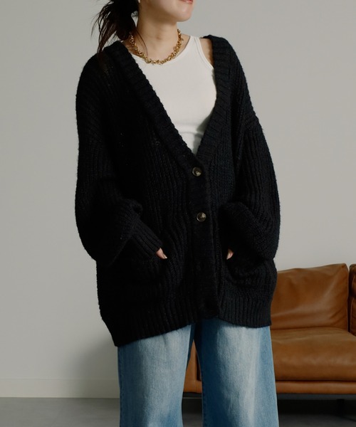 RANAN（ラナン） カーディガン モヘアライクボリュームニット