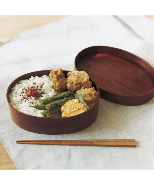 無印良品（MUJI） 弁当箱 木製 漆塗り弁当箱 約幅18×奥行12．5×高