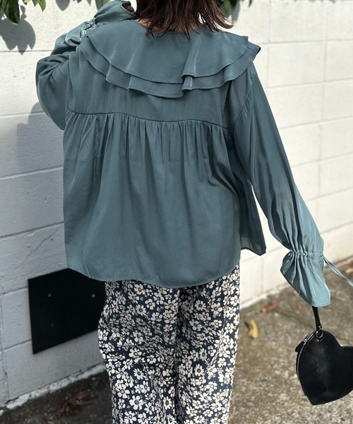 mi via loca ブラウス シャツ ビッグカラーフリルブラウス レディース