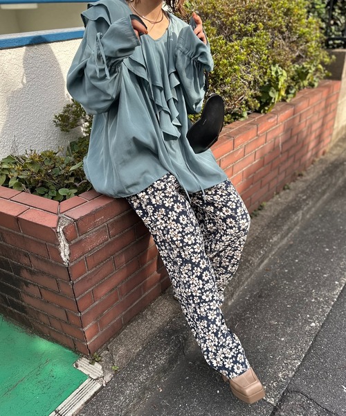 mi via loca ブラウス シャツ ビッグカラーフリルブラウス レディース