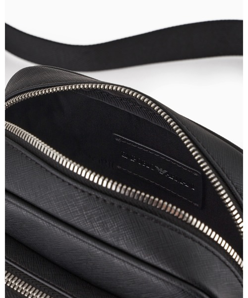 ウエストポーチ 「エンポリオ アルマーニ」Armani Sustainability Values クロスボディバッグ イーグルプレート付き メンズの画像