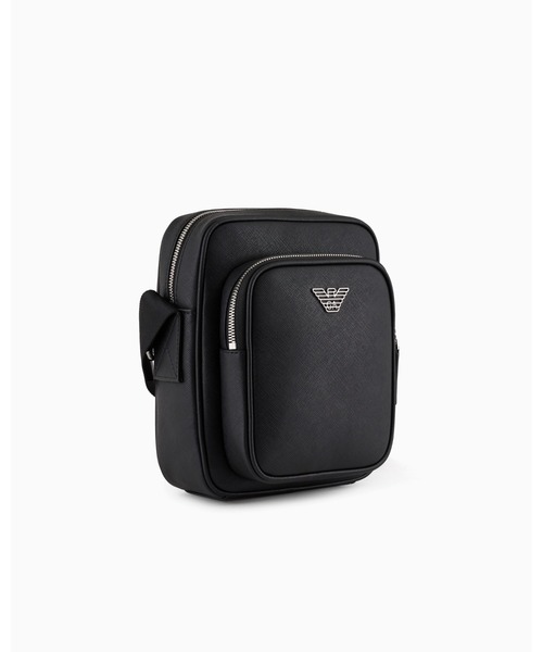 ウエストポーチ 「エンポリオ アルマーニ」Armani Sustainability Values クロスボディバッグ イーグルプレート付き メンズの画像