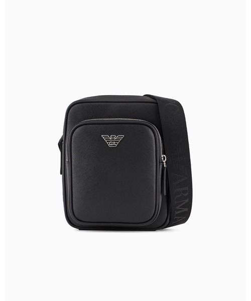 ウエストポーチ 「エンポリオ アルマーニ」Armani Sustainability Values クロスボディバッグ イーグルプレート付き メンズの画像