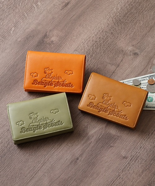 新品 Beagle Scouts スヌーピー 二つ折り財布 キャメル 73065 PEANUTS/SNOOPY】スヌーピーの二つ折り財布 【Beagle Scouts