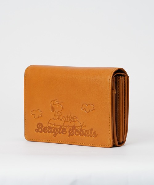 新品 Beagle Scouts スヌーピー 二つ折り財布 キャメル 73065 PEANUTS/SNOOPY】スヌーピーの二つ折り財布 【Beagle Scouts