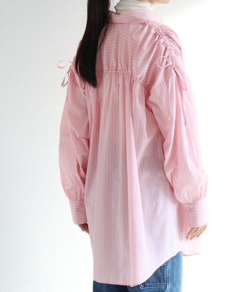 ブラウス シャツ ＣシールドサーフェスＣシャツＳ／Ｓ レディース Tiaclasse ブラウス シャツ ドロストギャザー袖シャツチュニック