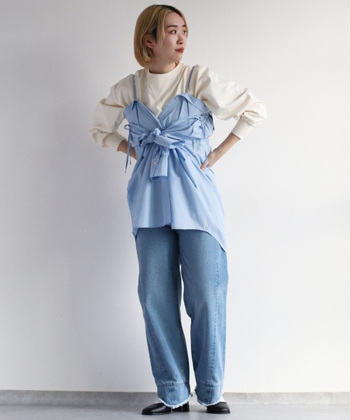 ブラウス シャツ ＣシールドサーフェスＣシャツＳ／Ｓ レディース Tiaclasse ブラウス シャツ ドロストギャザー袖シャツチュニック