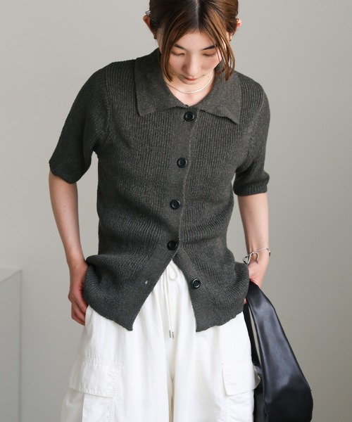 カーディガン ハーフスリーブメッシュニットカーディガン レディース CRAFT STANDARD BOUTIQUE｜ハーフスリーブメッシュニット