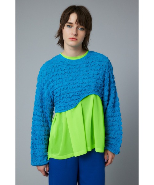 ニット セーター Wave hem knit tops　ウェーブヘムニットトップス レディース