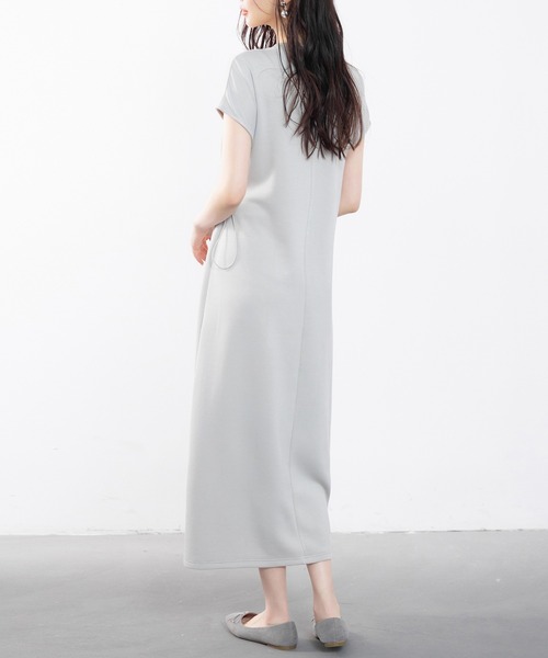 SAISON DE PAPILLON ワンピース ポンチ素材フレンチスリーブワンピース