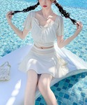 水着 ハイウエスト リボン フリルトップス フ...の詳細画像4