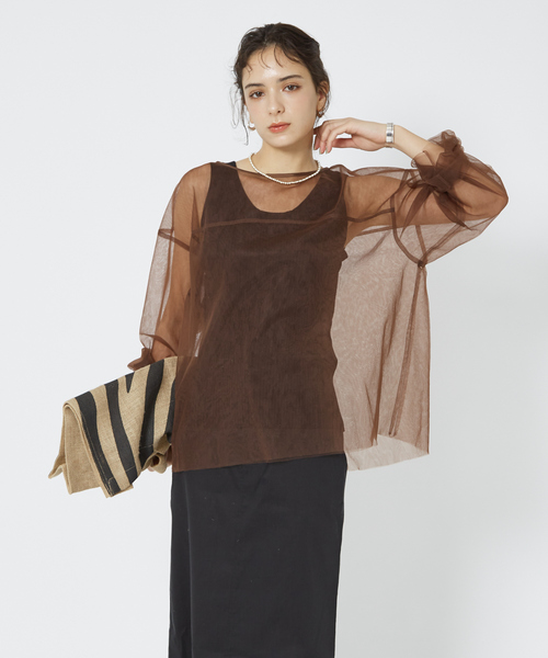 rouge vif チュールブラウス Rouge vif ブラウス シャツ チュールブラウス レディース