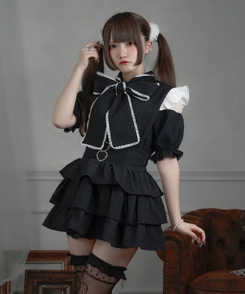 Pal elfy ワンピース 膨れジャガードティアードワンピース