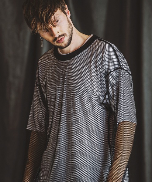 NO ID.（ノーアイディー） tシャツ 「NO ID.」Layered Mesh Long T