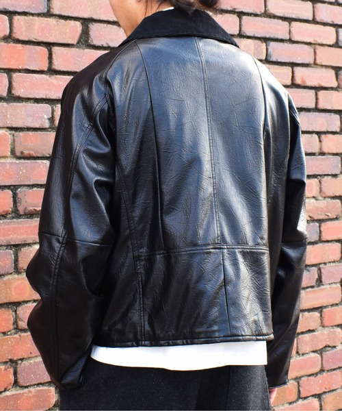 Noen（ノエン） ブルゾン アウター ショートフェイクレザージャケット