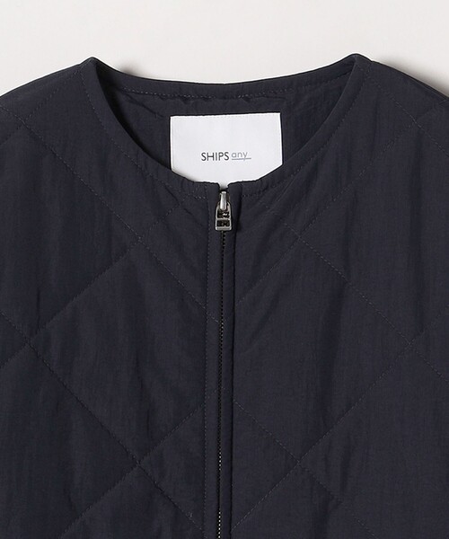 SHIPS any ノーカラーコート コート any: 「撥水加工」中綿 クルー