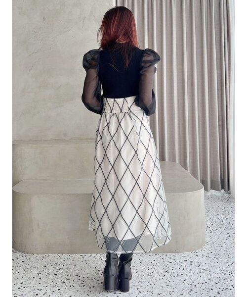 MERCURYDUO モールチェックミモレ丈スカート MERCURYDUO スカート モールチェックミモレ丈スカート