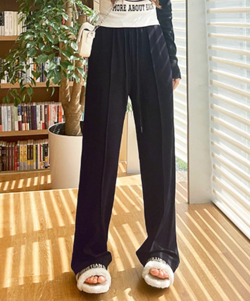 Dewlily スウェットパンツ ジャージ プレス加工スウェットパンツ