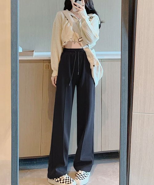 Dewlily スウェットパンツ ジャージ プレス加工スウェットパンツ